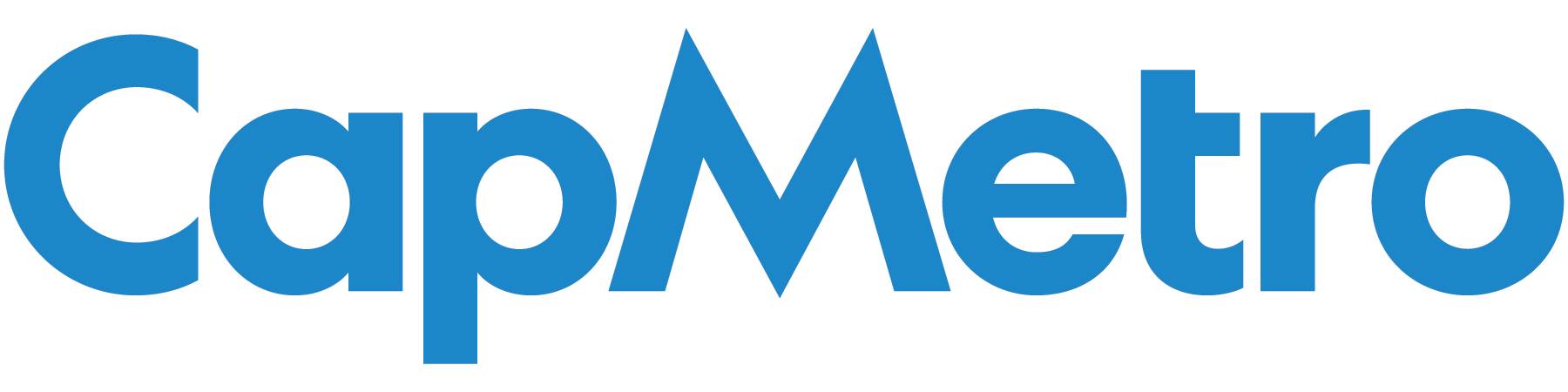 CapMetro logo with blue letters and white background