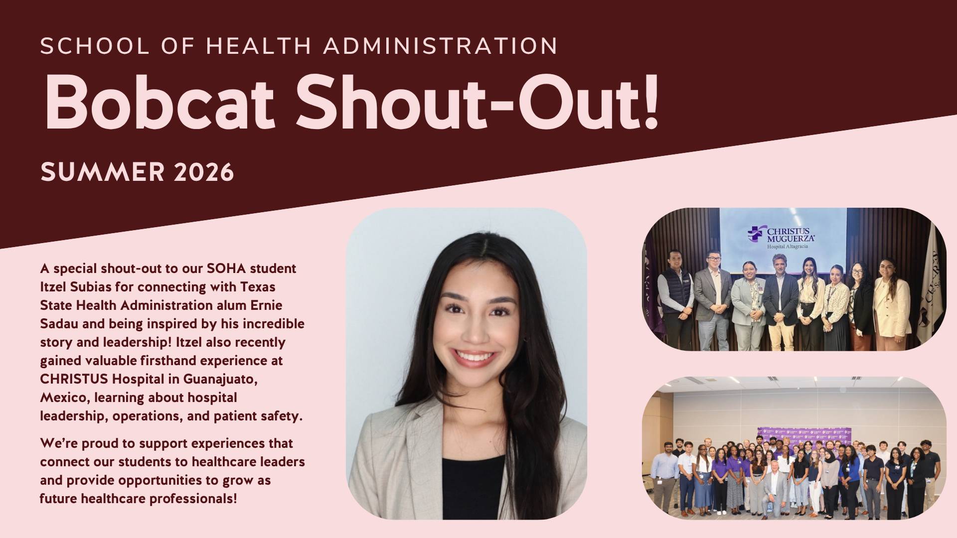 Image of BHA Student Itzel Subias as she completed an internship at CHRISTUS hospital in Guanajuato, Mexico.