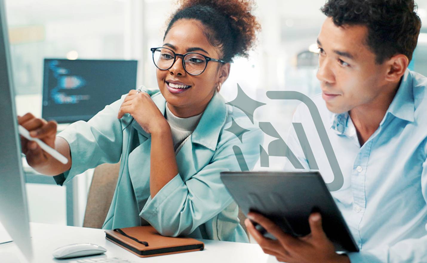 two people working with AI