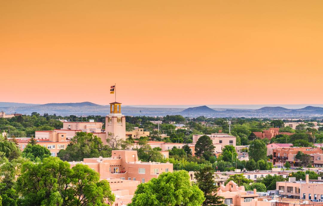 Downtown Sante Fe, NM sunset