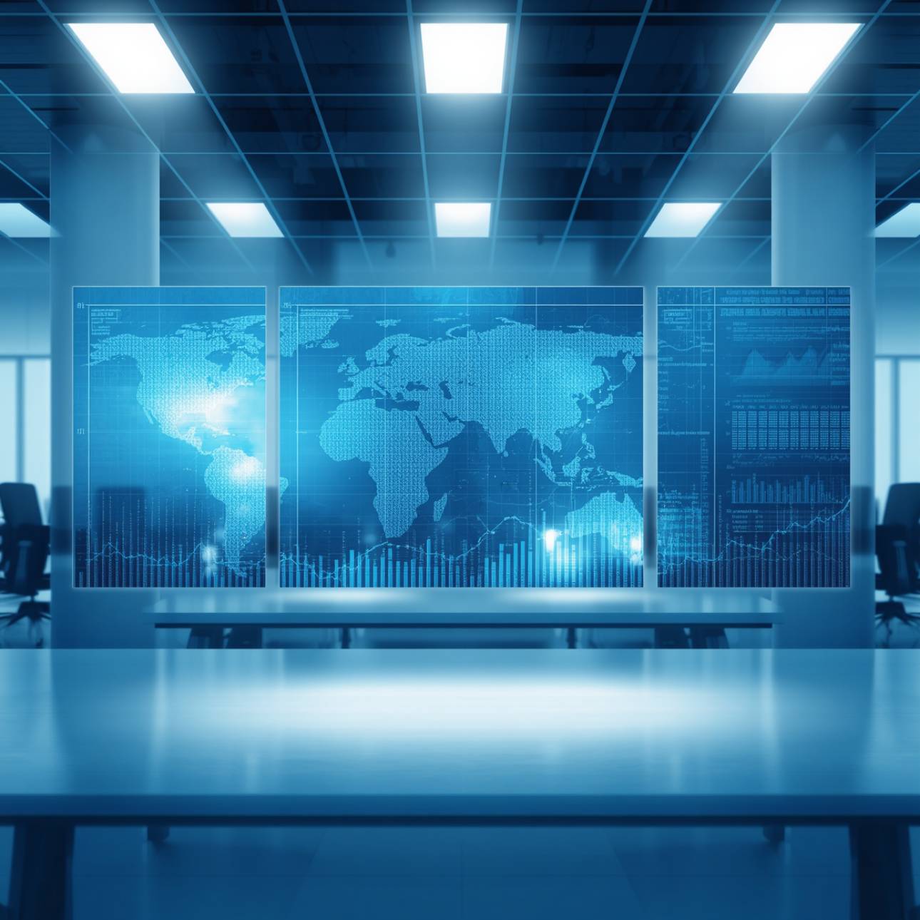 photo of global map in office