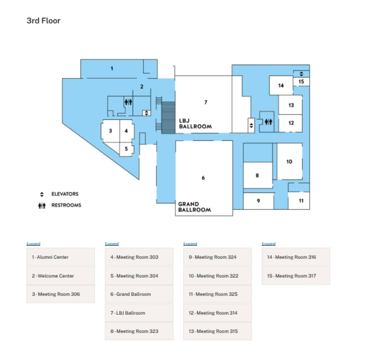 photo of LBJ student center 3rd floor layout