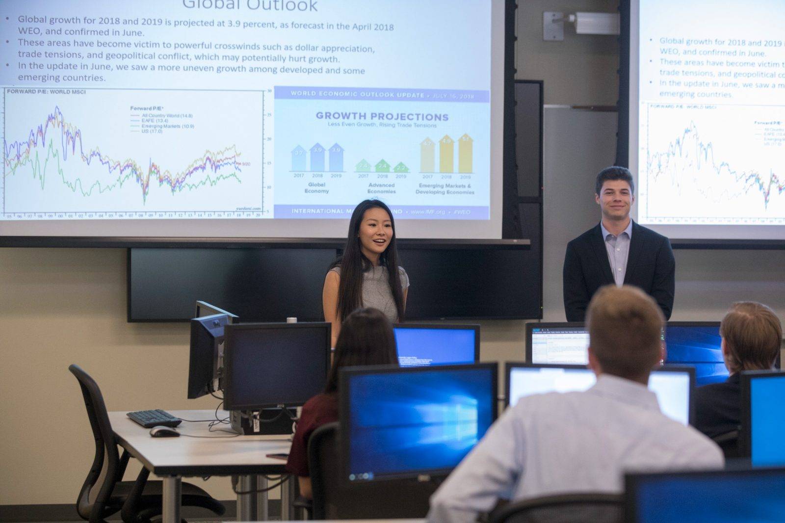 Business students giving a presentation