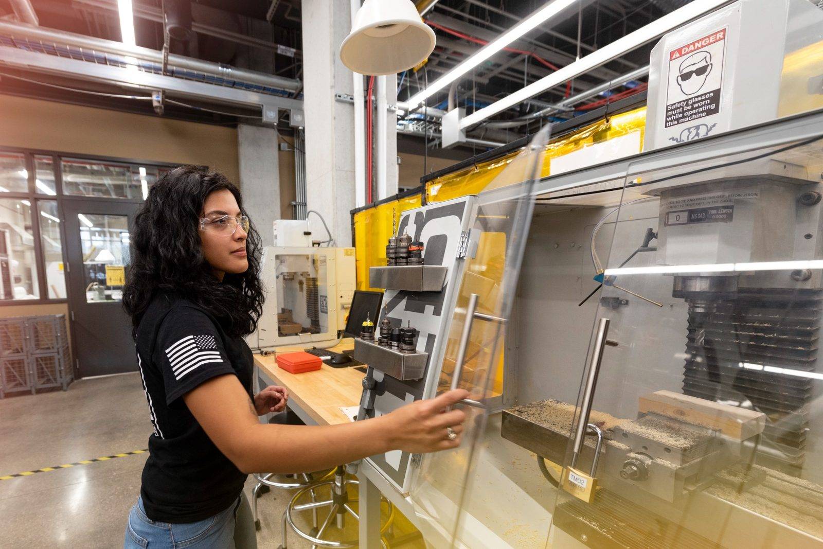 Engineering student working in a lab