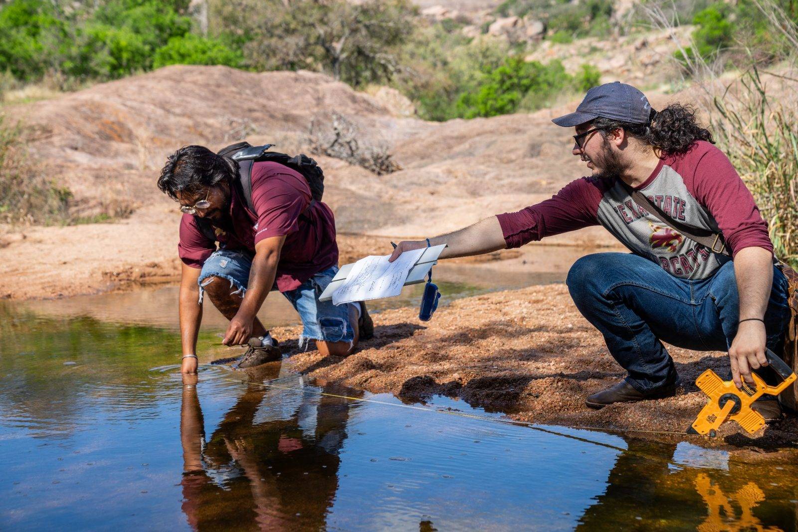 Geography students working in the field