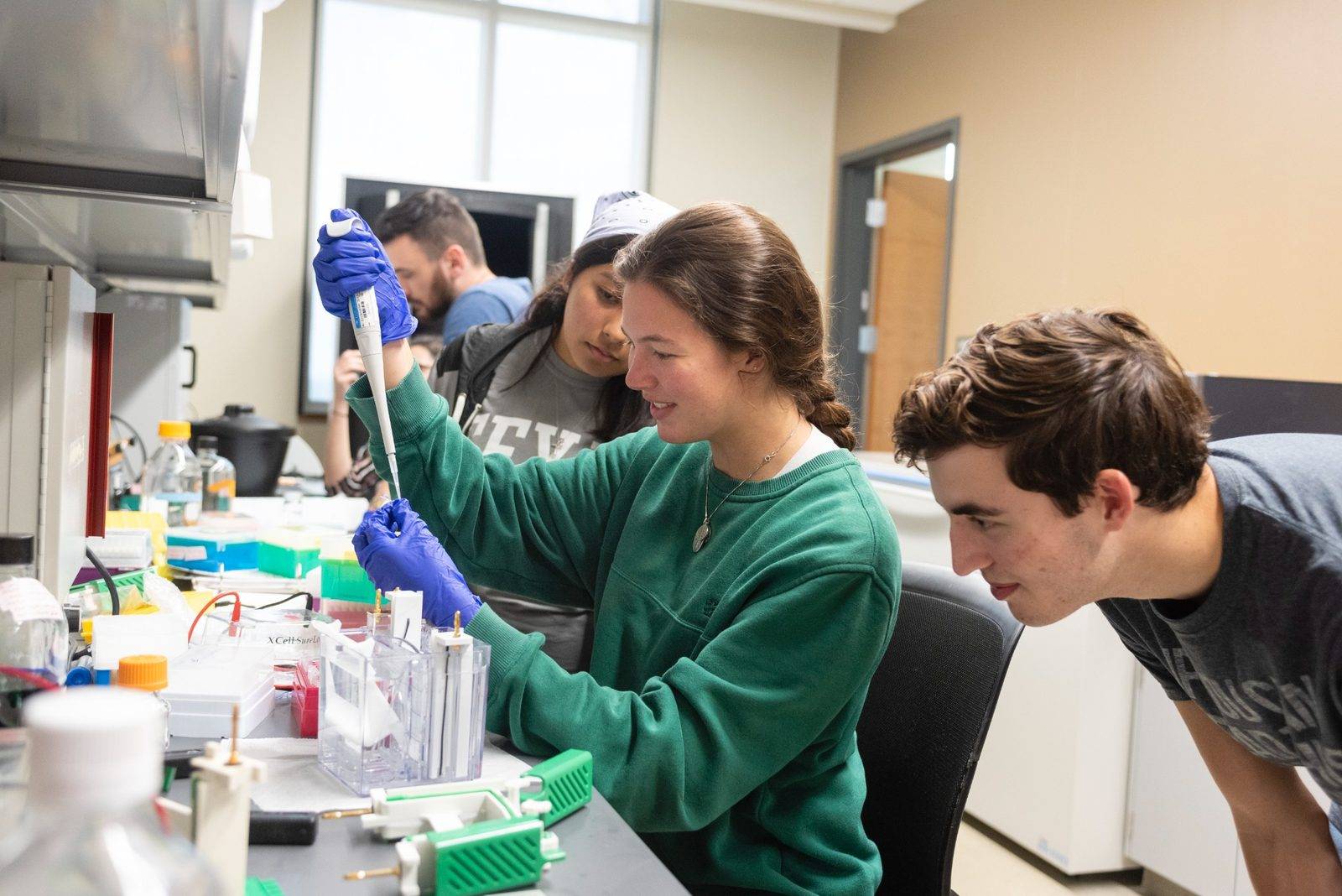 Chemistry students working in the lab