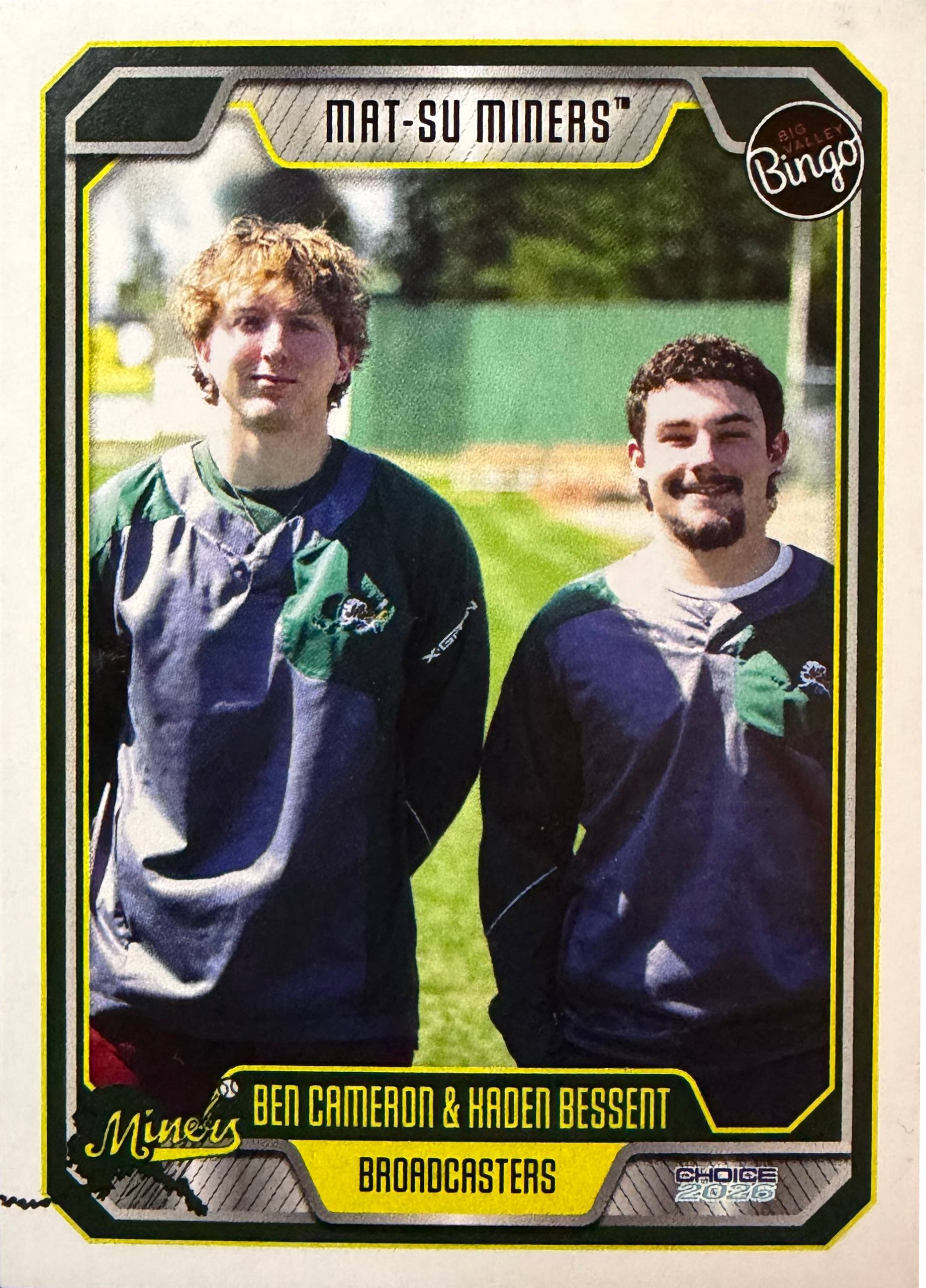 baseball trading card for the broadcasters of the mat-su miners