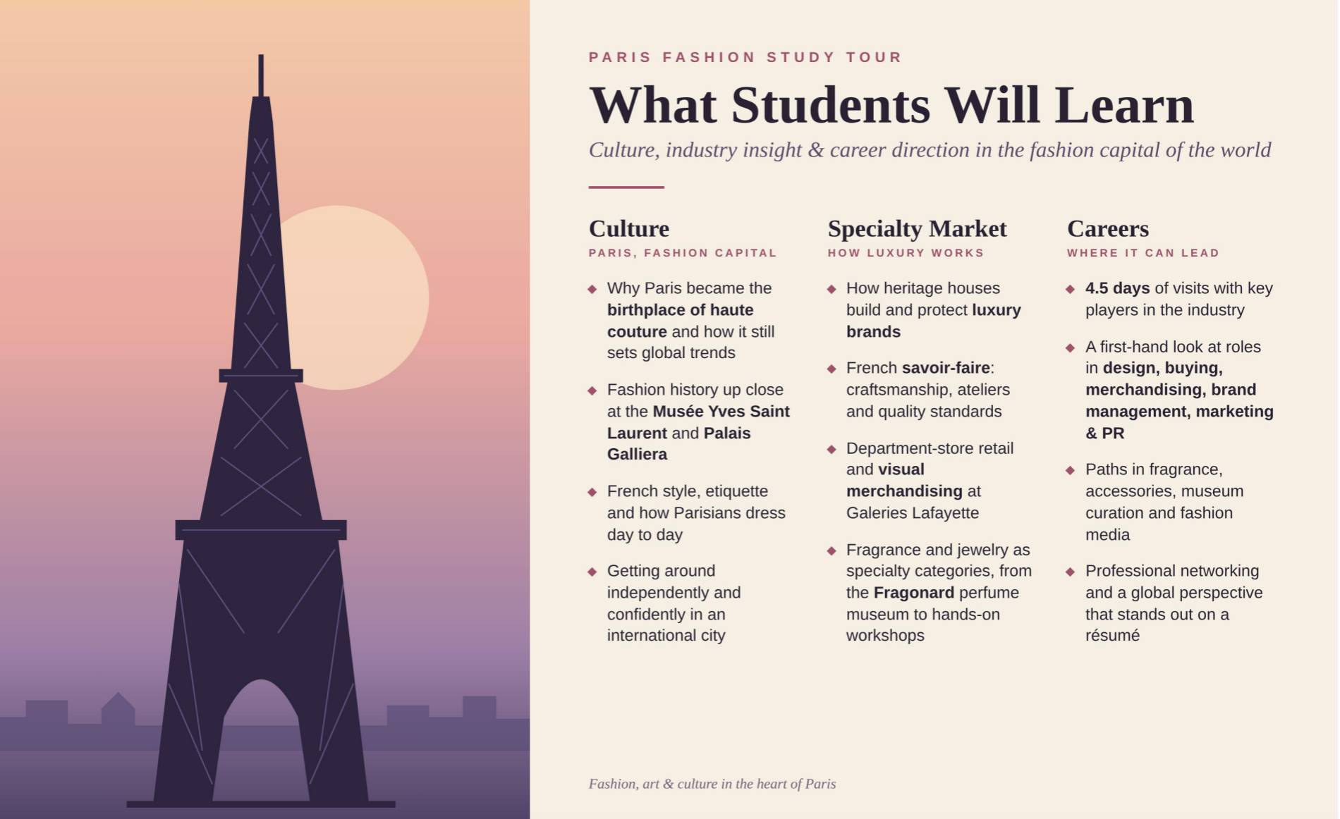 What students will learn at the 2027 Paris Tour
