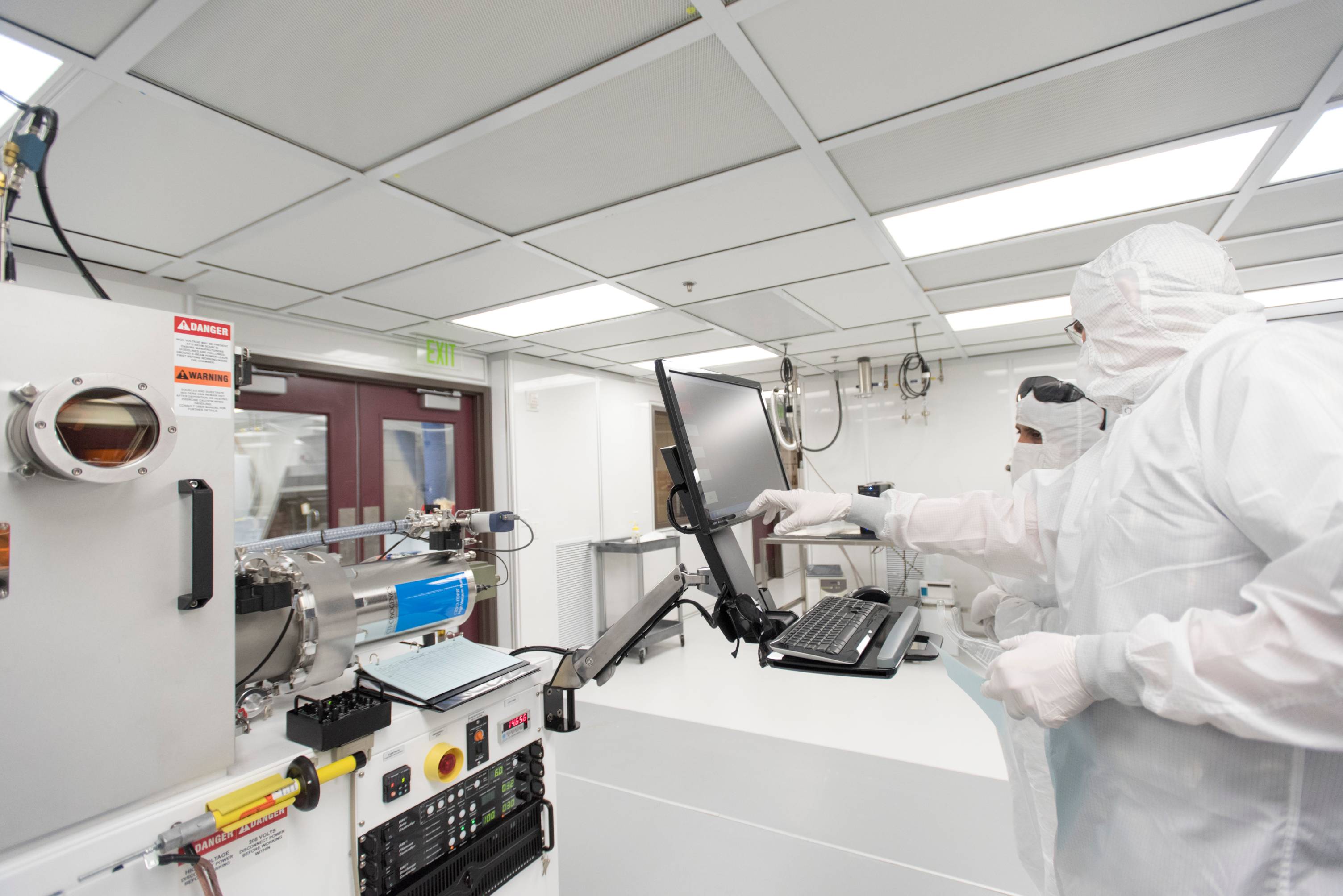 Researchers in a cleanroom