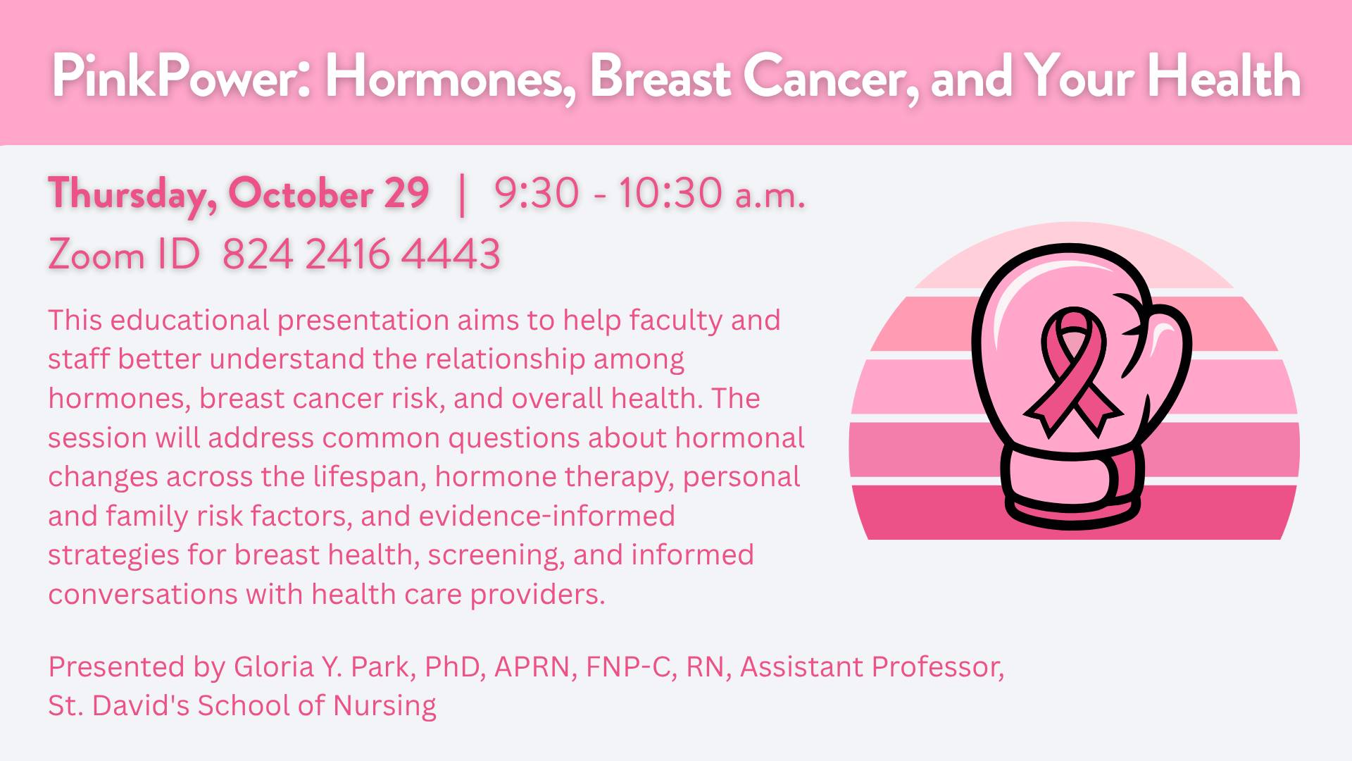october wellness education series: pink power