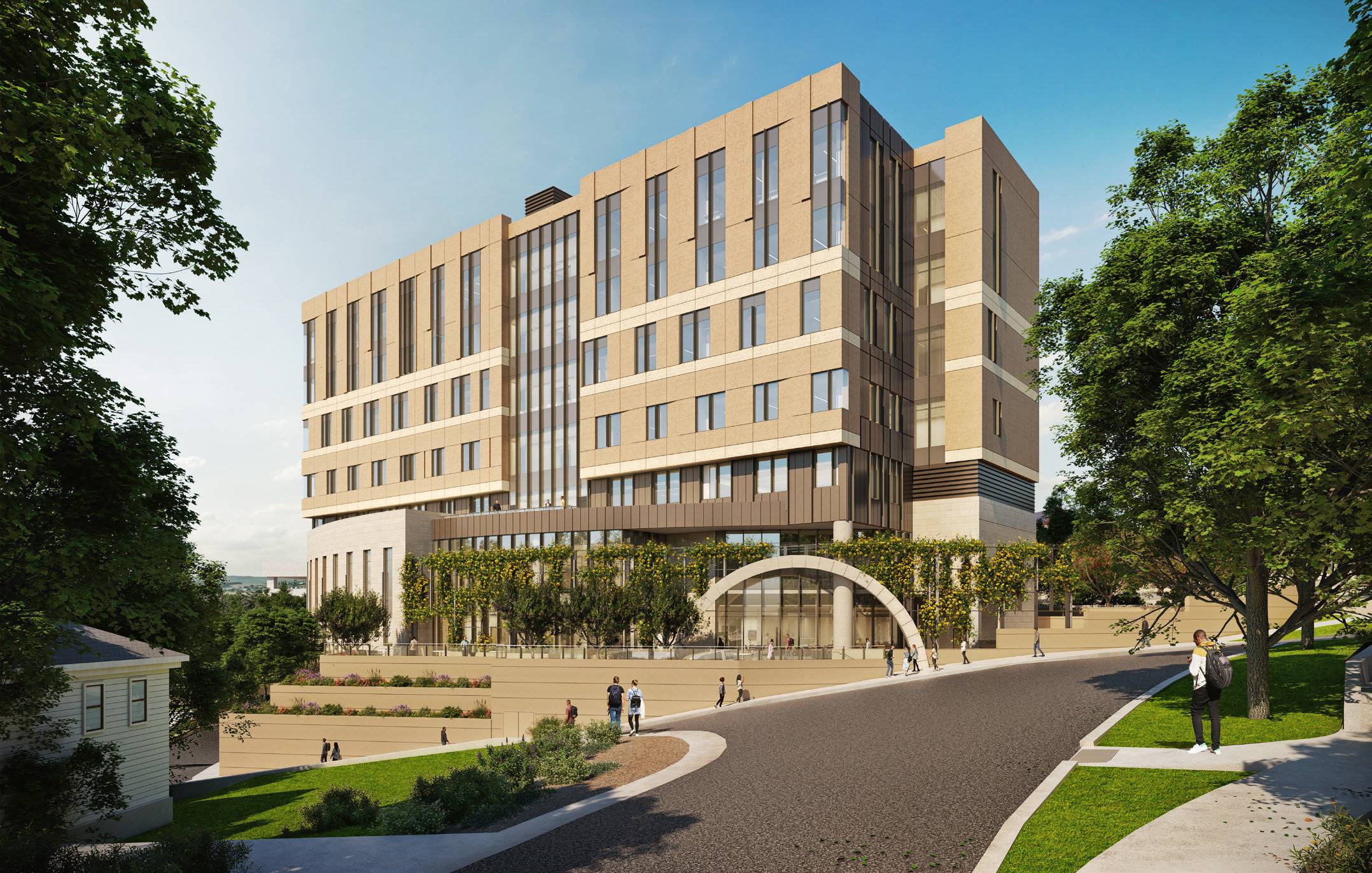Architectural rendering of new Texas State STEM building, set to complete construction in early 2027