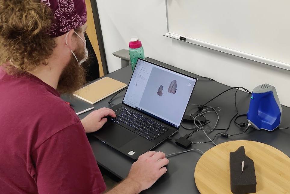 Student 3D scanning projectile point