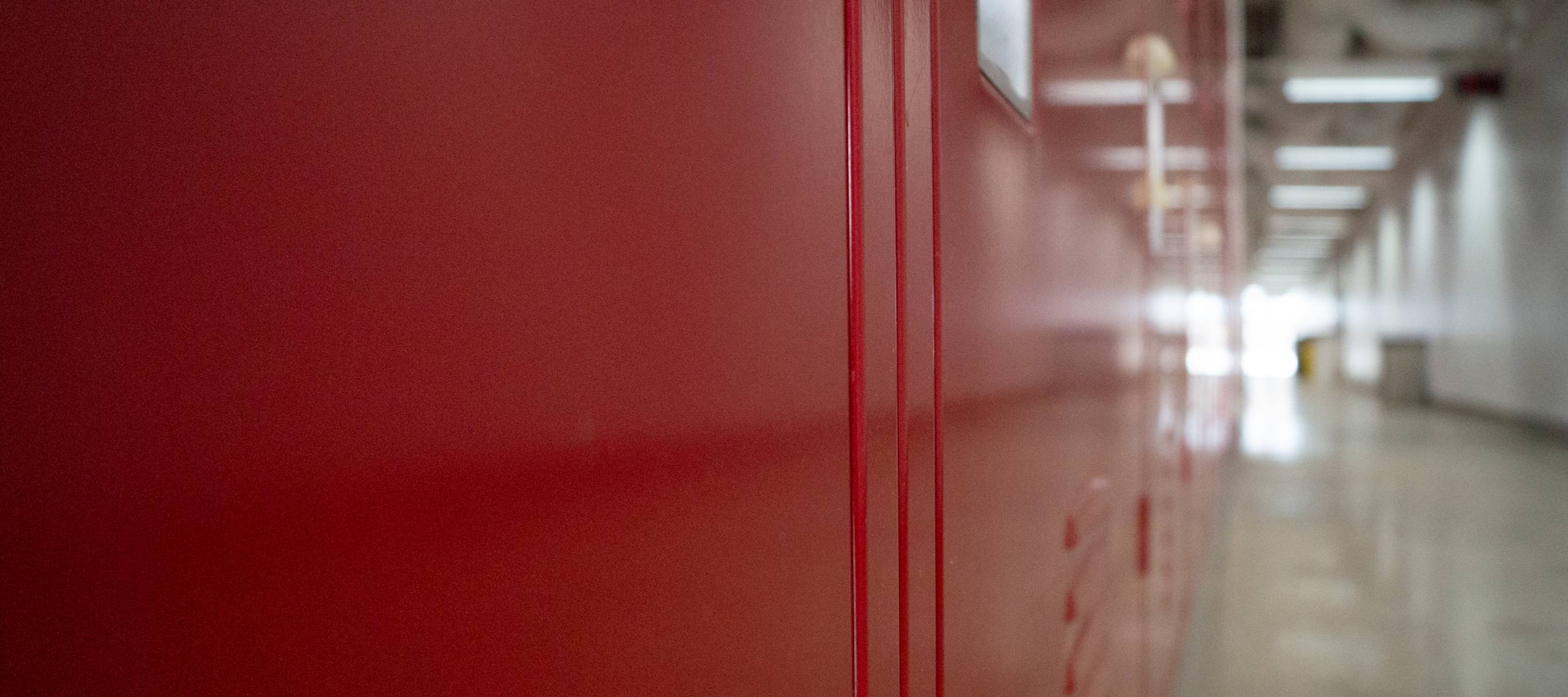 A close up of a row of lockers