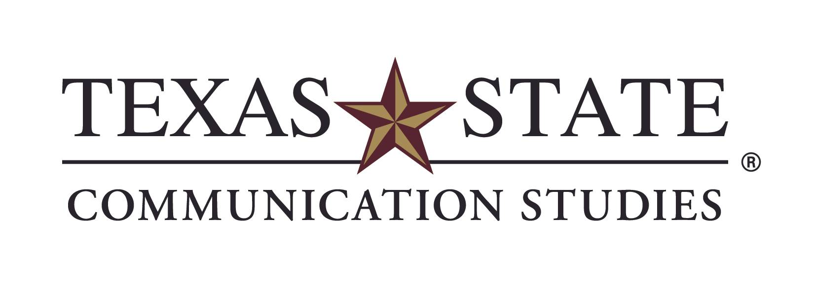 Black Texas State Communication Studies wording with star in the middle