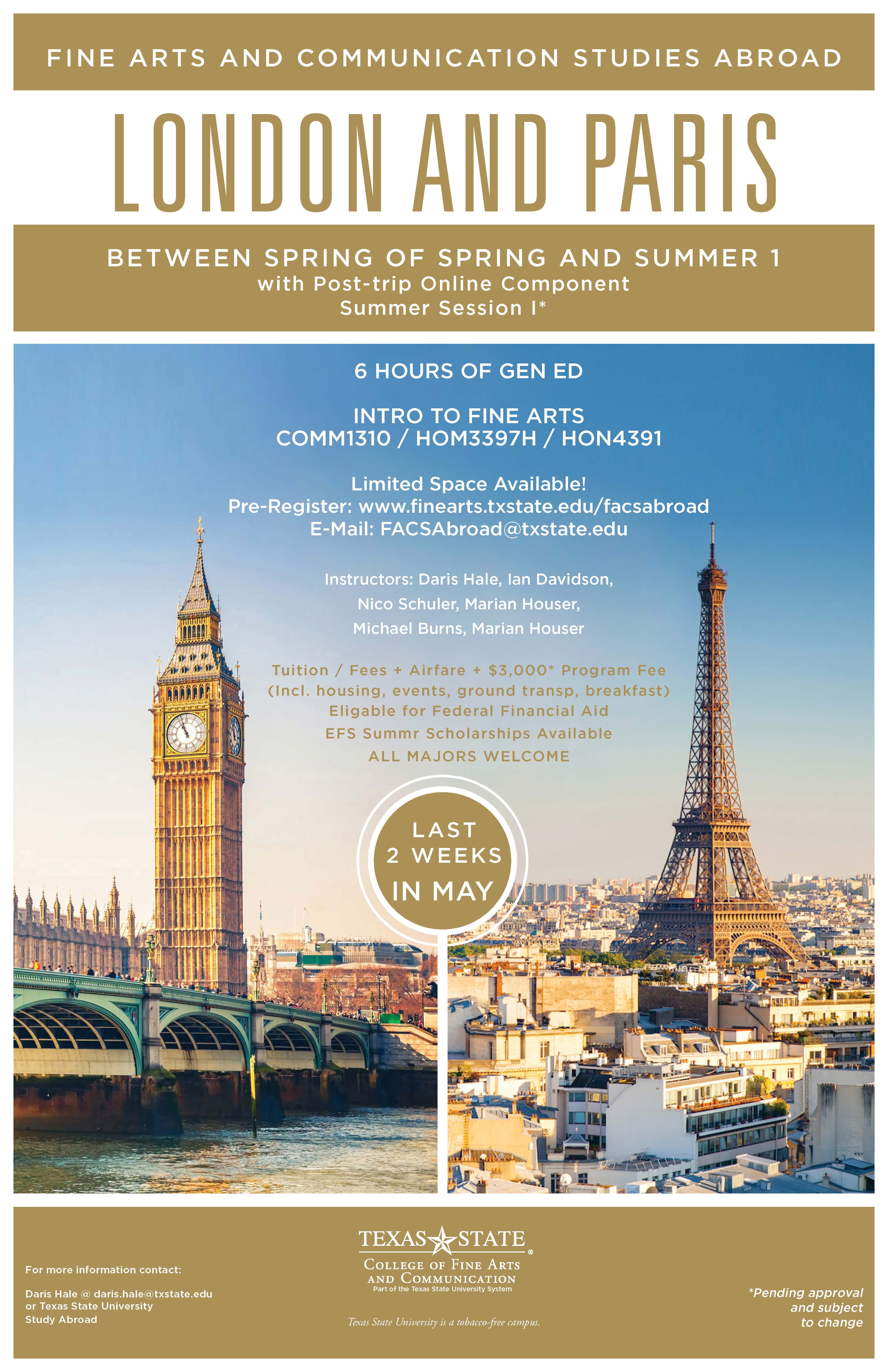 london & paris study abroad flyer